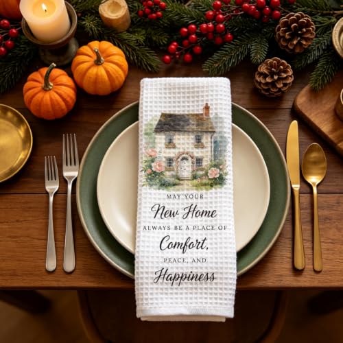New Home Kitchen Towel, Housewarming Gift Cottage Floral Dish Towel - Image 5