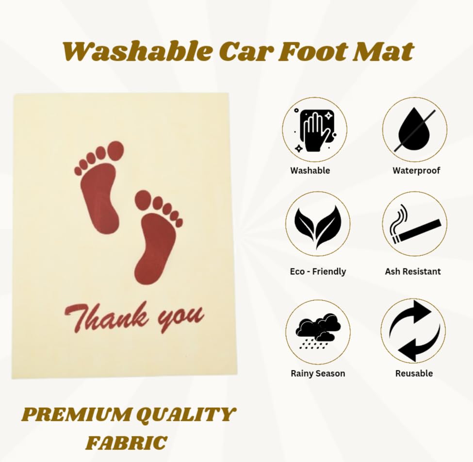Image of Biowaste Solution Washable Non-Woven Car Foot Mat | Universal Fit for All Cars, SUVs, Buses, and Cabs | Durable, Hygienic, and Stylish - (Ivory, 8 Pcs)