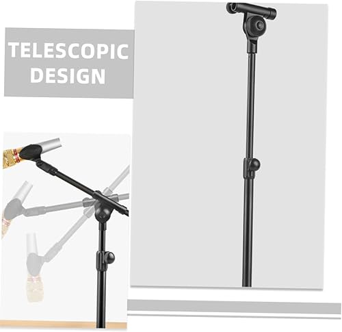 Miniatura 3 de Luxshiny Poste de micrófono telescópico con adaptador de cabeza de tornillo, micrófono de construcción de metal, brazo de pluma para estudios de