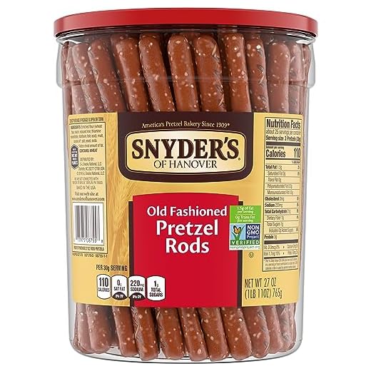 Snyder's of Hanover, Old Fashioned Pretzel Rods, 27 Oz Canister