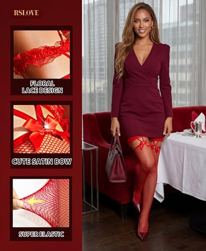 Image of RSLOVE Women Fishnet Stockings Sexy Thigh High Pantyhose Women Tight Hosiery
