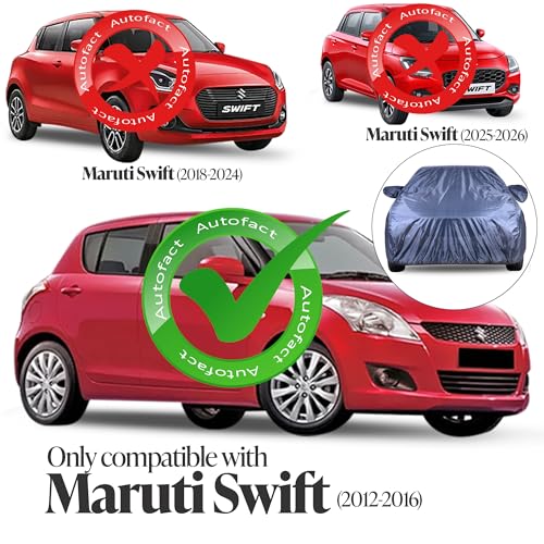 Image of Autofact Premium Car Cover for Swift 2012-2016 | All Weather Water-Resistant Full Body Car Cover | Light-Weight Triple-Stitched Outdoor Shield with UV Protection, Dustproof & Heat-Resistant