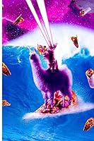 Laser Eyes Space Cat Riding On Surfing Llama Unicorn Journal Notebook 1795610328 Book Cover