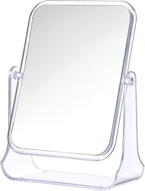 UK-HOME-BARGAINS FREE STANDING MIRROR Small Cosmetic Make up Rectangle 3x Magnetification Double Two Sided Fold