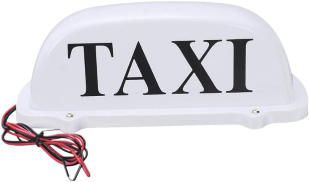 Taxi Sign Cab Lights Magnetic Car Roof Taxi Top Sign Indicator Lights Lamp Topper Car Light 12V Top Light swaterproof & Cigarette Lighter Power Cords (White, S：270 x 100 x 100mm)