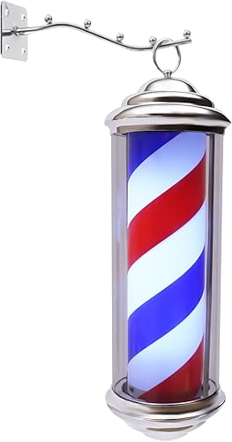 Luz LED para poste de peluquería, peluquería y peluquería, letrero abierto giratorio, rojo, blanco y azul, tiras LED, luz de poste para peluquería,