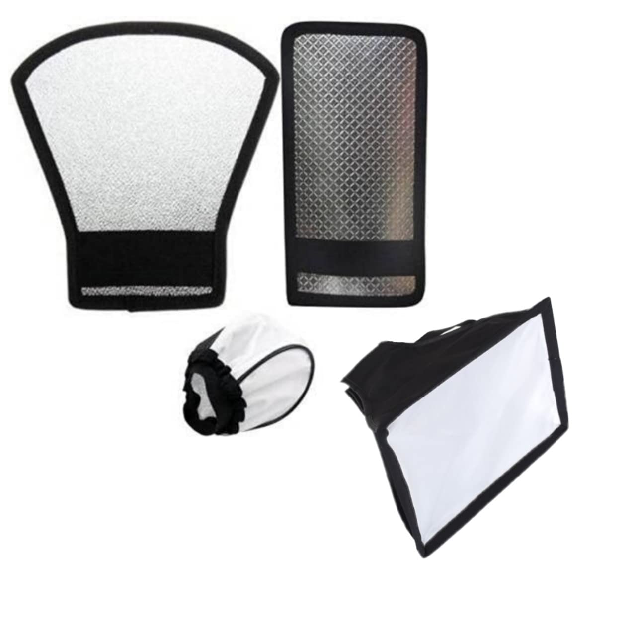 Silver White Flash Diffuser Reflector for Flash Set of 1 PIS of 4 Camera Flash Diffuser | Flash Diffuser |Cloth Flash Bounce Diffuser for Canon Nikon Sony (White, Silver)-image-4