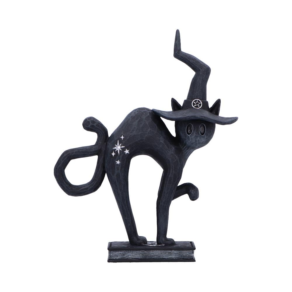 Nemesis Now Spell Cat Figurine - Hand-Painted Black Cat with Witch's Hat, For Cat Lovers, Gothic Halloween Decor - Hex