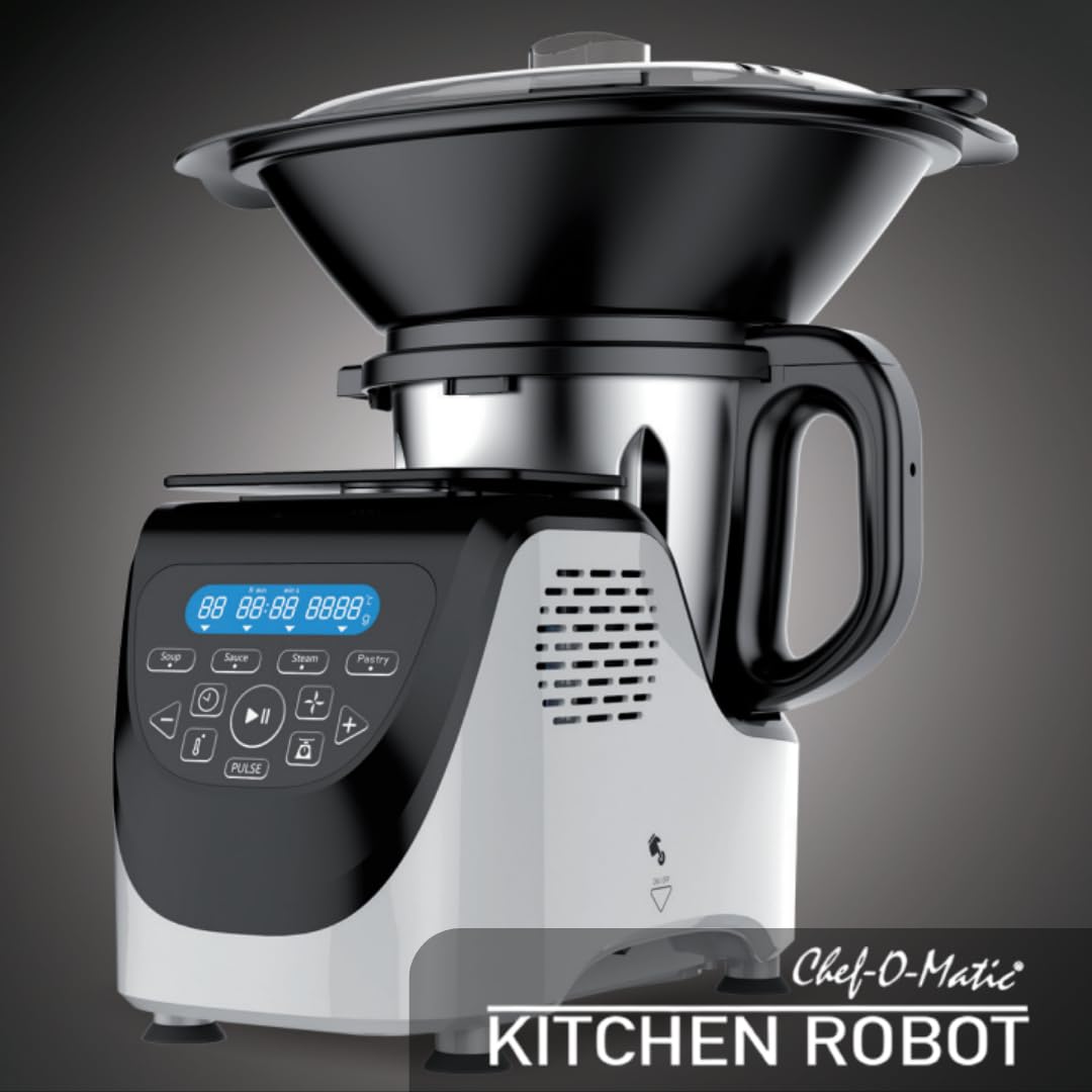 CHEF O MATIC Kitchen Robot, Robot de Cocina Multifunción, 1000w, 3L, 3500rpm, Múltiples accesorios, 10 velocidades, Pantalla Táctil LED, Recetario Digital