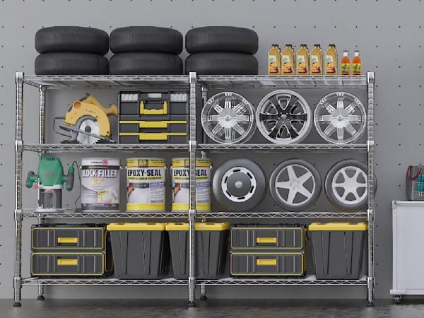 Homdox Heavy Duty Storage Shelves, 4 Tier Wire Shelving Unit, Adjustable Metal Shelves for Storage, Garage Rack Pantry Shelves Kitchen Shelving, 18"x72"x60", Silver Gray - Image 7