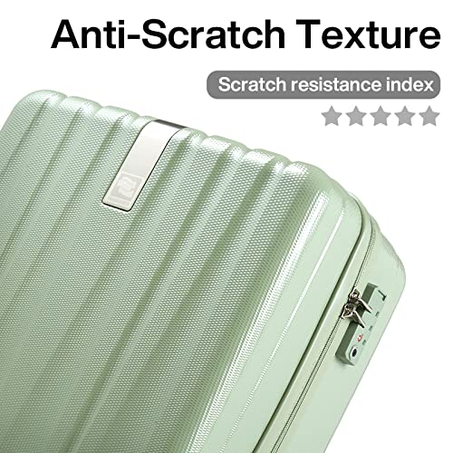 Image of Hanke 29 Inch Luggage Suitcases With Spinner Wheels Lightweight PC hardside Rolling Suitcase With Travel Lock, Checked-Large 29-Inch(Bamboo Green)
