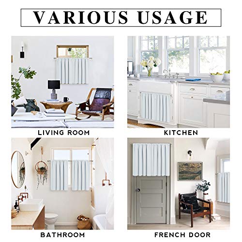 RYB HOME Blackout Curtains for Kitchen, Over Sink Privacy Curtains Window Decor, Thermal Insulating Drapes for Bathroom Cafe Bedroom Small Window, W 42 x L 24 inch, Greyish White, 2 Panels