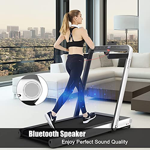 Image of Goplus 2 in 1 Folding Treadmill, 4.75HP Superfit Under Desk Electric Treadmill with APP Control, LED Touch Screen, Blue Tooth Speaker, Remote Control, Walking Jogging for Home Office