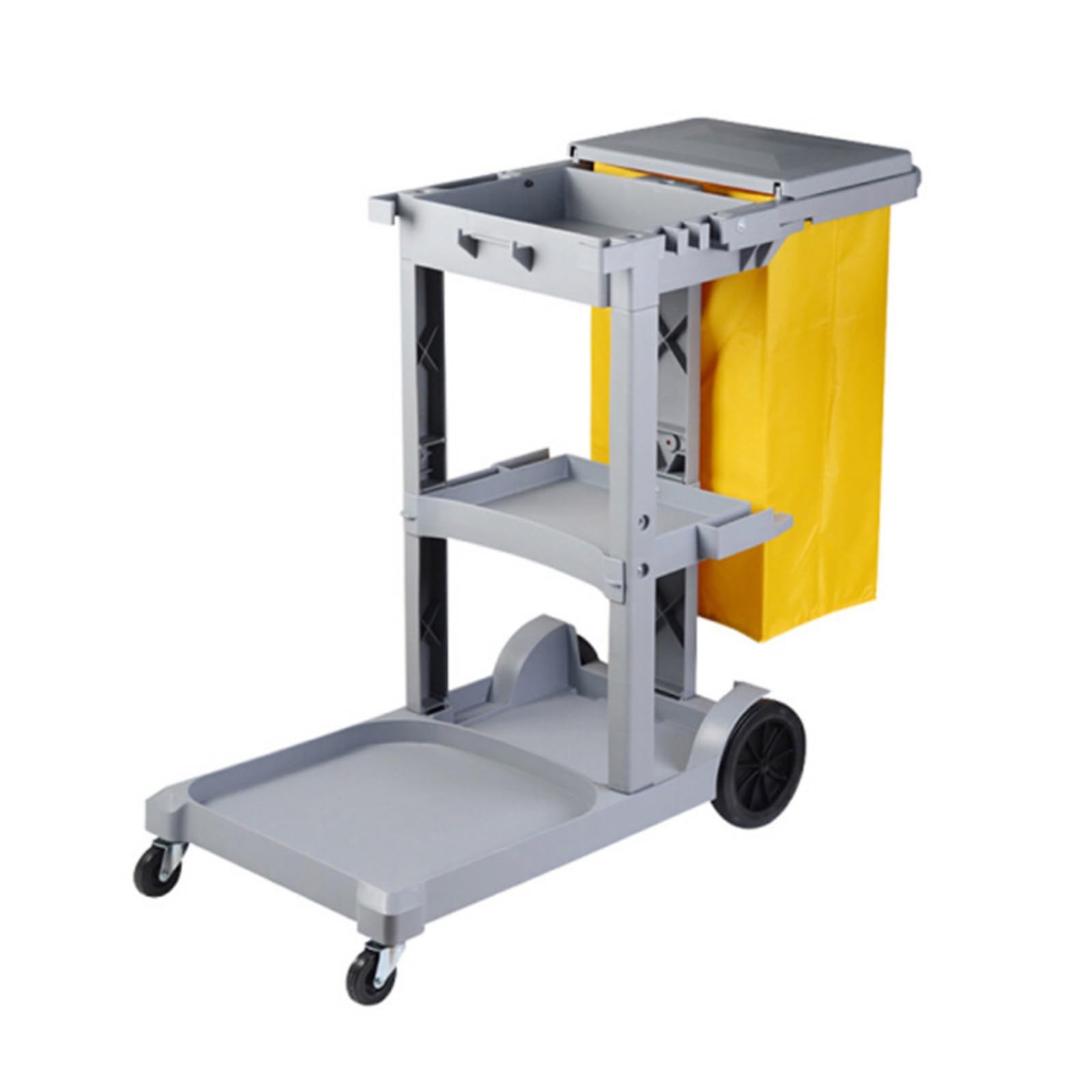 Carrito de limpieza de 3 estantes con bolsa de colección de 15 galones, para uso de limpieza, hotel, servicio de habitaciones, limpieza