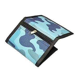 RFID Slim Camouflage Wallet for Kids/Trifold Wallets for Men/Mini Trifold Coin Purse with Zipper for Kids – Blue