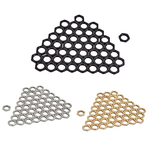 BESTonZON Zinc Nuts Replacement 50 Pcs M8 Guitar Bass Socket Jack Plug Fine Nut Black 8mm Diameter Nuts for Guitar and Bass
