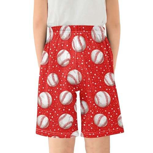 ALAZA Funny Baseball White Red Dot Pajama Shorts Sleep Shorts Pant Lounge Pajama Bottoms Elastic Waist with Pockets2