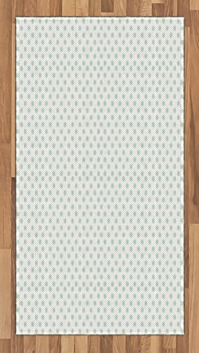 Ambesonne Green Area Rug, Retro Pattern with Polka Dots in