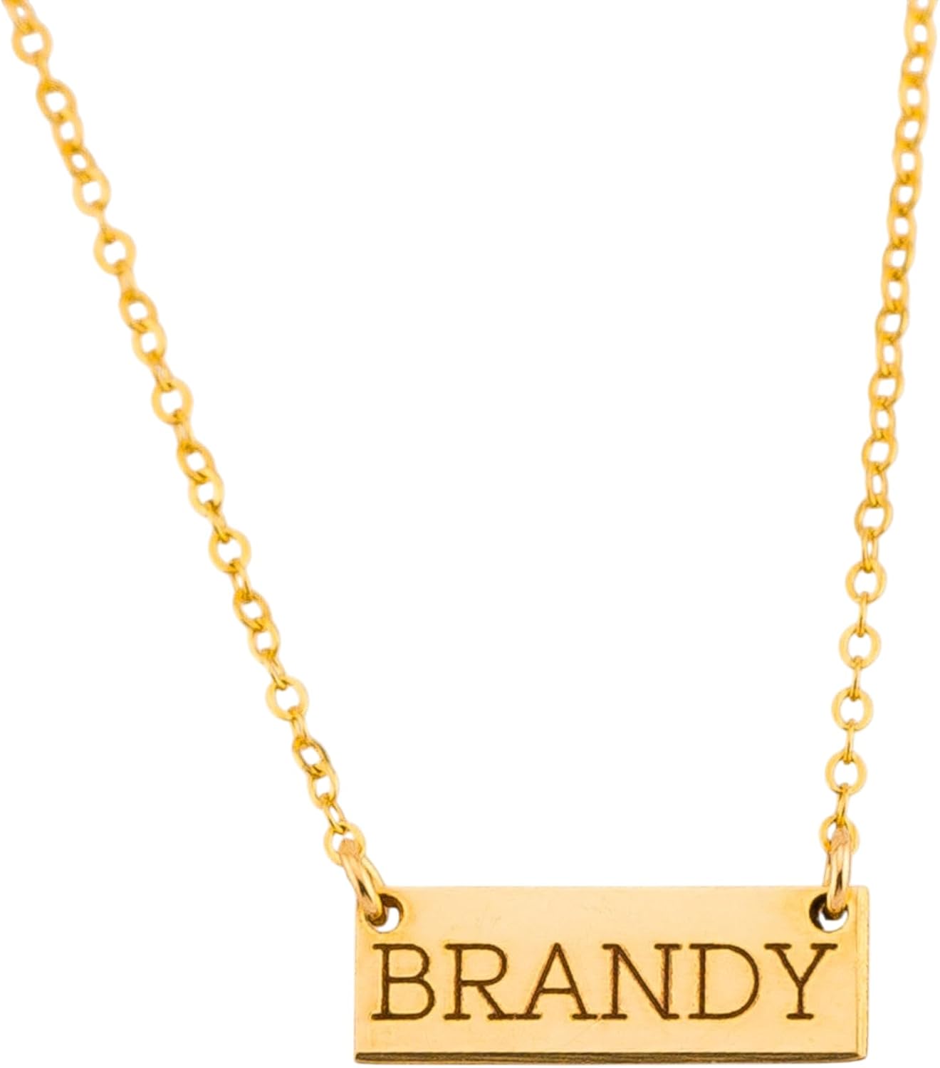 HotMixCold Small Bar Necklace, Personalized Minimal Rectangle Initial Pendant Necklace, Tiny Name Plate Jewelry