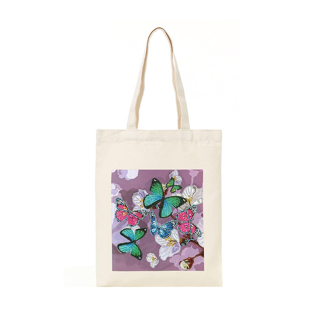 Adtop Diamond Painting Tote Bag Kits DIY Reusable Gift Bag Foldable Shopping Bag (Butterfly 10)
