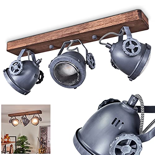 Ceiling Lamp Herford, 1-lamp Room Lamp In Metal And Wood In Brown And