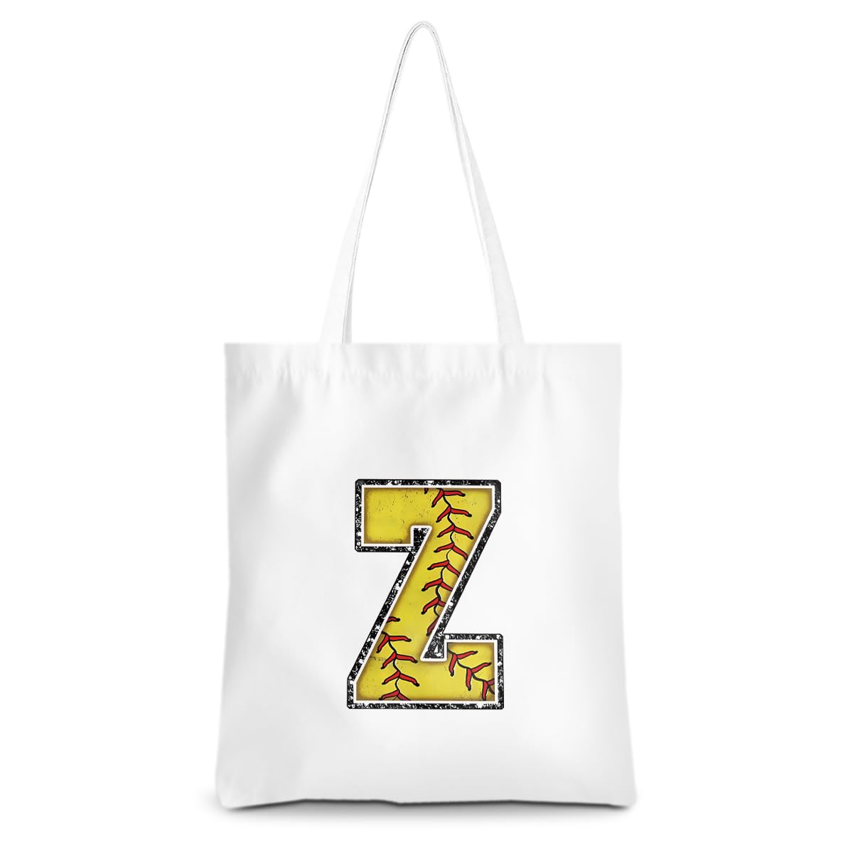 CQM Softball Gifts Initial Tote Bag Reusable Grocery Bags Personalized Beach Bag Wedding Monogrammed Gifts for Women