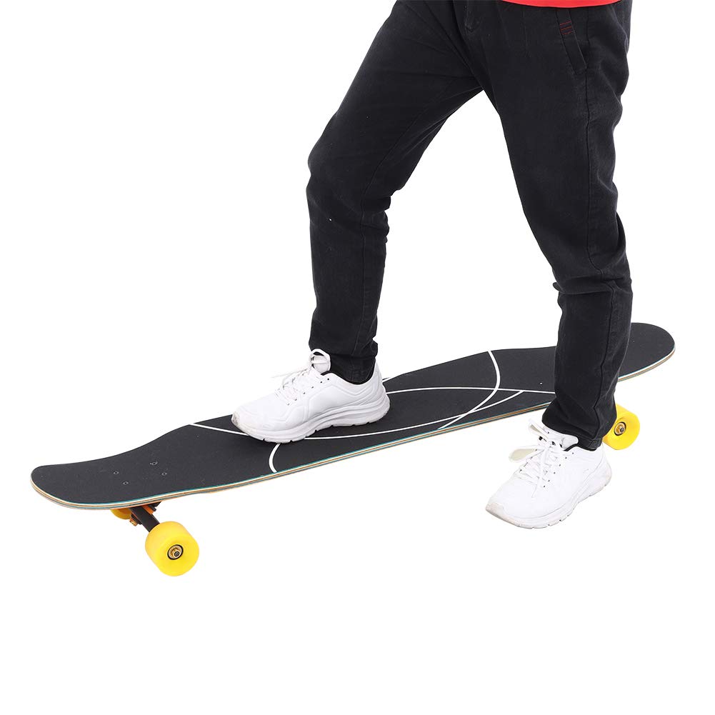 Longboard Portable Antidérapant élégant de 46 Pouces pour Adolescents et Adultes, Planche en érable de qualité Supérieure avec Roues à Haute élasticité pour Danser la Rue Fantaisie
