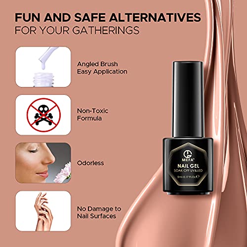MEFA Gel Nagellack - 6 Farben Nude Braun Gel Nagellack Set Gel Nägel Hautfarbe Nagel Soak Off UV Gel Nagellack White Gel… – Bild 7