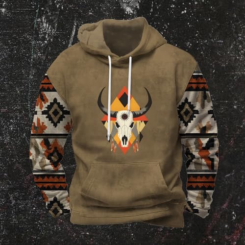 Aztec Hoodies for Men 2025 Fall Trendy Patchwork Long Sleeve Western Sweatshirts Cool Pullover Hoodies with Pockets4