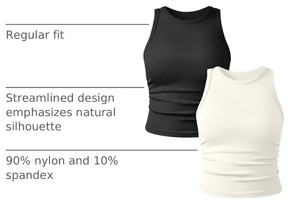 YIOIOIO Womens 2 Pack Crop Tank Tops Crew Neck Seamless Ribbed by YIOIOIO - Used condition - US$13.50