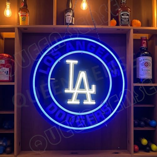 Queen Sense 16x16 for Los Angeless Sports Dodgers LED Neon Sign for Wall Decor USB Powered Dimmable Neon Light BH1362