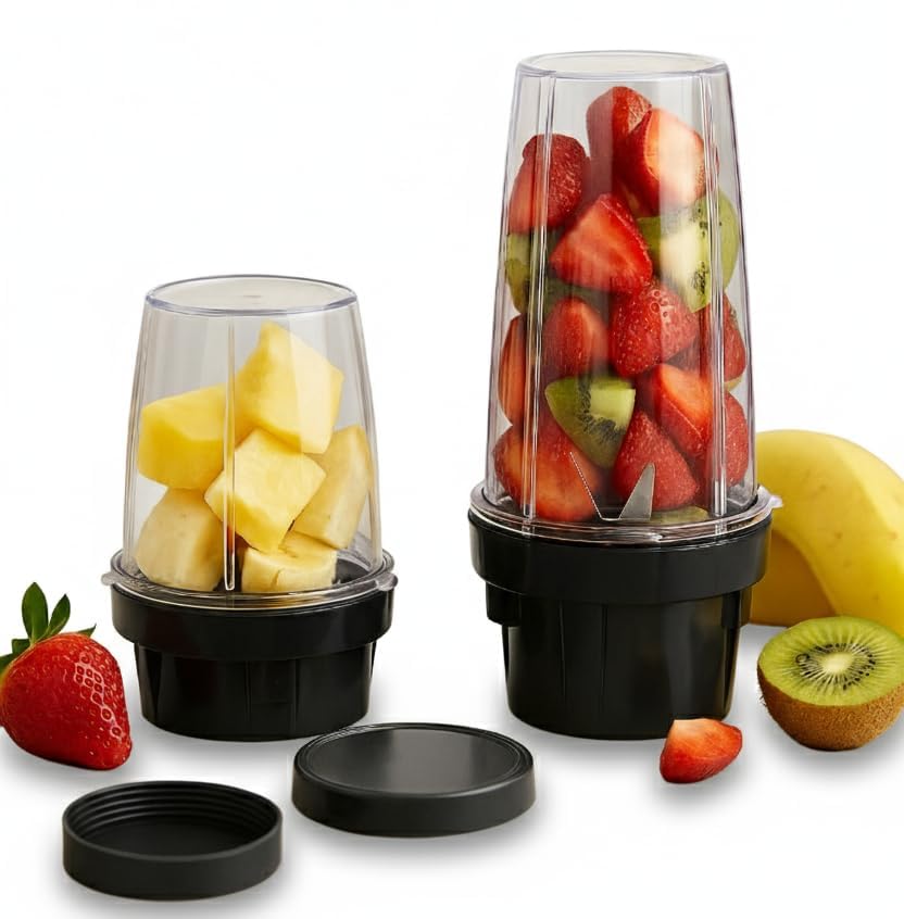 Heavy Bullet Jar Set for Mixer Grinder | 600ml & 300ml ABS Plastic Base | BPA-Free Transparent Jars | Compatible with Wildan & Similar Mixers | Leak-Proof & Durable Kitchen Jar Set discount deal