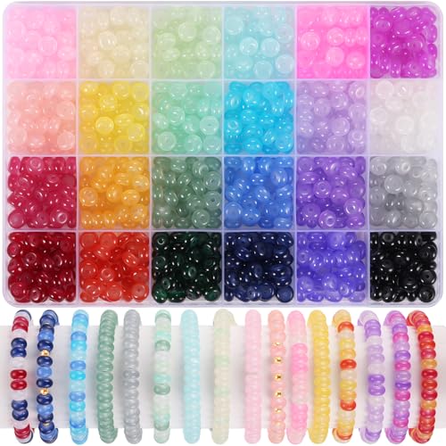 720pcs Abacus Glass Beads for Bracelet, Crystal Beads for Jewelry Making, 24 Colors Gemstone...