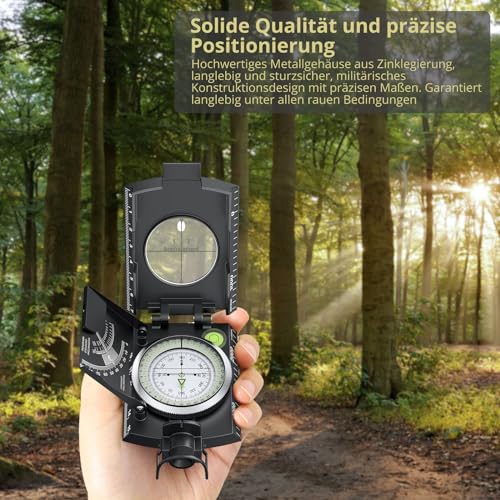 Anbte Kompass Militär mit Klinometer Professioneller Marschkompass IP65 Compass mit Tragetasche Wasserdicht Navigation Compass für Jagd Camping Wandern Outdoor-Aktivitäten – Bild 4