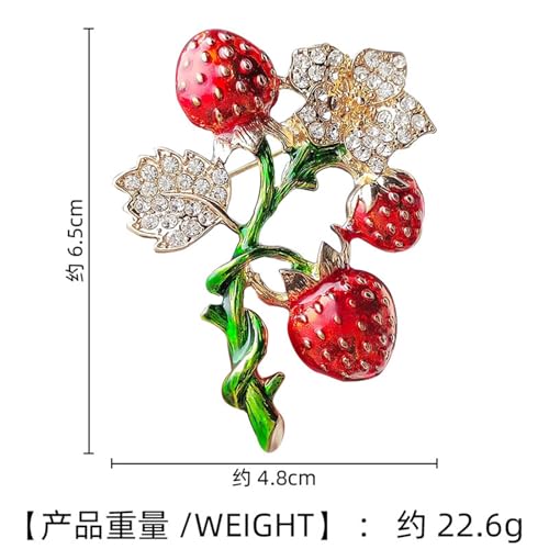 Image of coadipress Cute Strawberry Enamel Brooch Pins for Women Red Strawberry Dripping Oil Fruit Brooches Fashion Elegant Fruit Lapel Pin Badge Jewelry Gift
