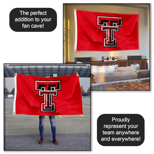 Texas Tech Red Raiders 3x5 Foot Flag Set With Pole & Bracket - Complete Fan Package