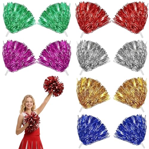Cheerleader Pom Poms Cheerleading Pom Poms Set with Six Vibrant Colors Perfect for Sports Events and Team Celebrations 12-Piece Pom Poms Cheerleading Accessories
