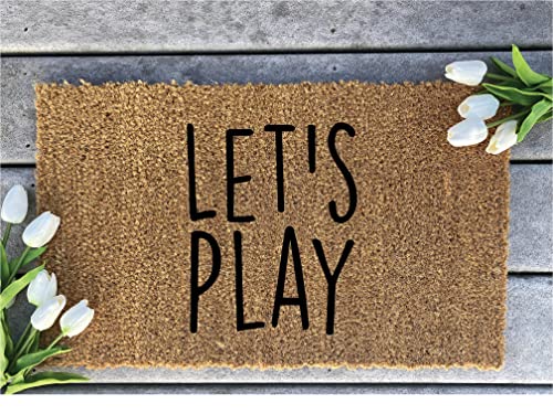 HBGCVB Mini Playhouse Coir Doormat Lets Play - Kids Welcome Mat Non Slip Floor for Home Bathroom Kitchen Entrance 16 x 24 inch