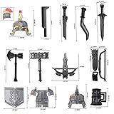 Altersempfehlung: 10 Jahre + WWEI 101St. Ritter Helm, Ritter Rüstung und Custom Waffen Set für Mini Ritter Figuren SWAT Polizei, kompatibel mit Lego