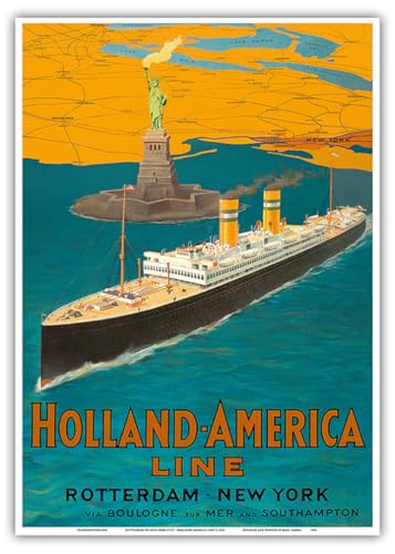 Rotterdam to NYC - Holland-America Line - Statue of Liberty Poster Print