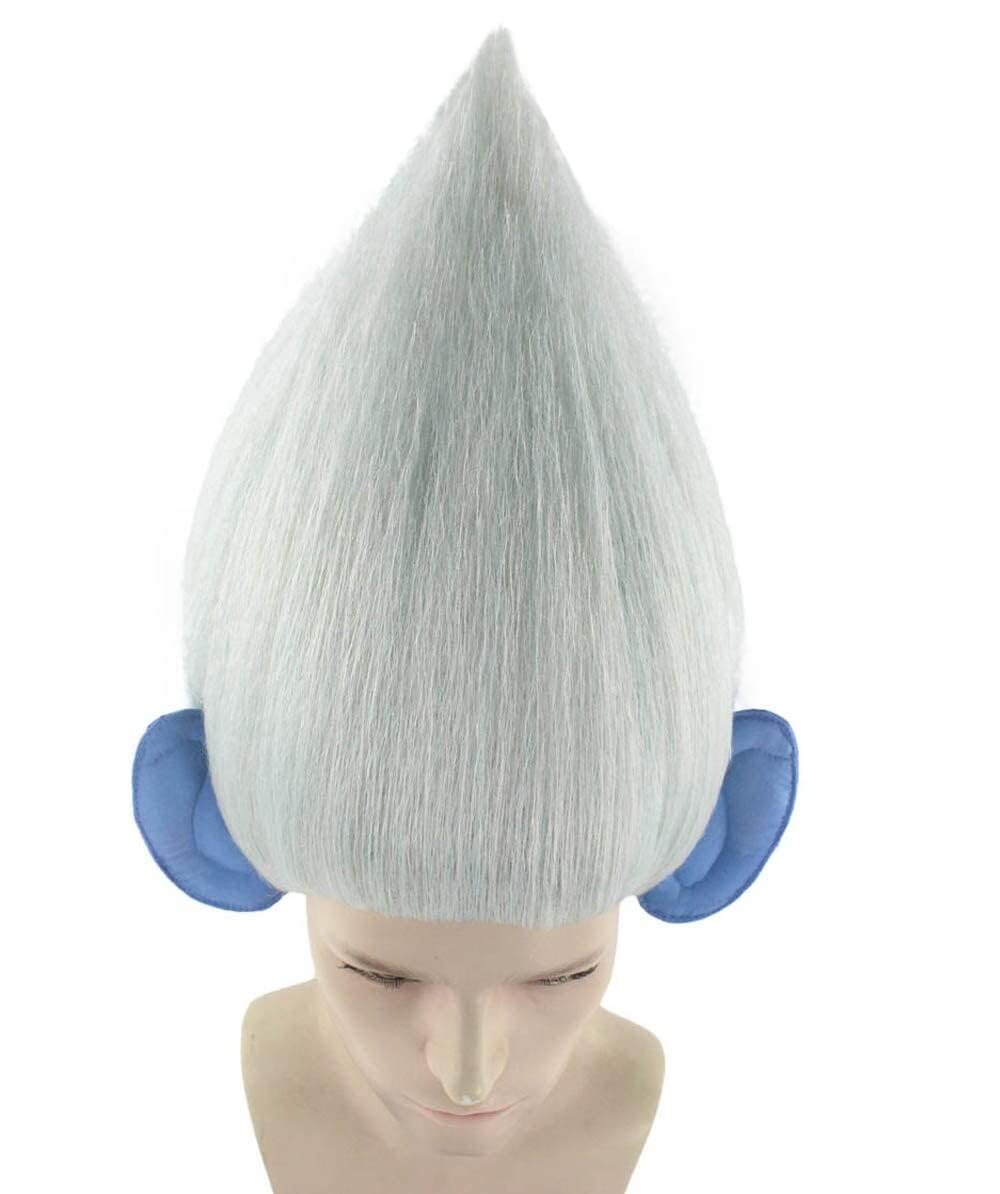 HPO Adult Men's Silver Troll Cosplay Wig, Best for Halloween, Flame-retardant Synthetic Fiber