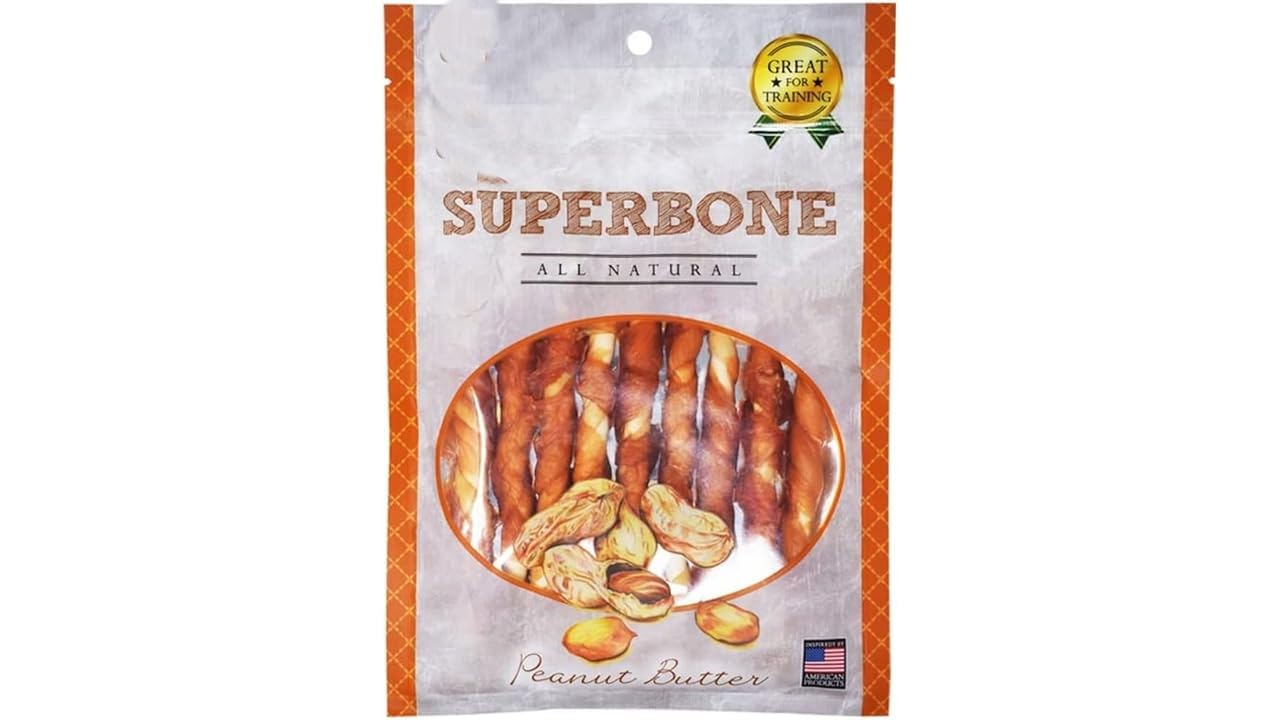 SuperBone All Natural Flavour Sticks | Anti-Oxidant | Vitamin E | Healthy & Training Treats for Dogs Peanut Butter Flavour - Pack of 10 (B0CXF9QRBZ) Amazon Price History, Amazon Price Tracker