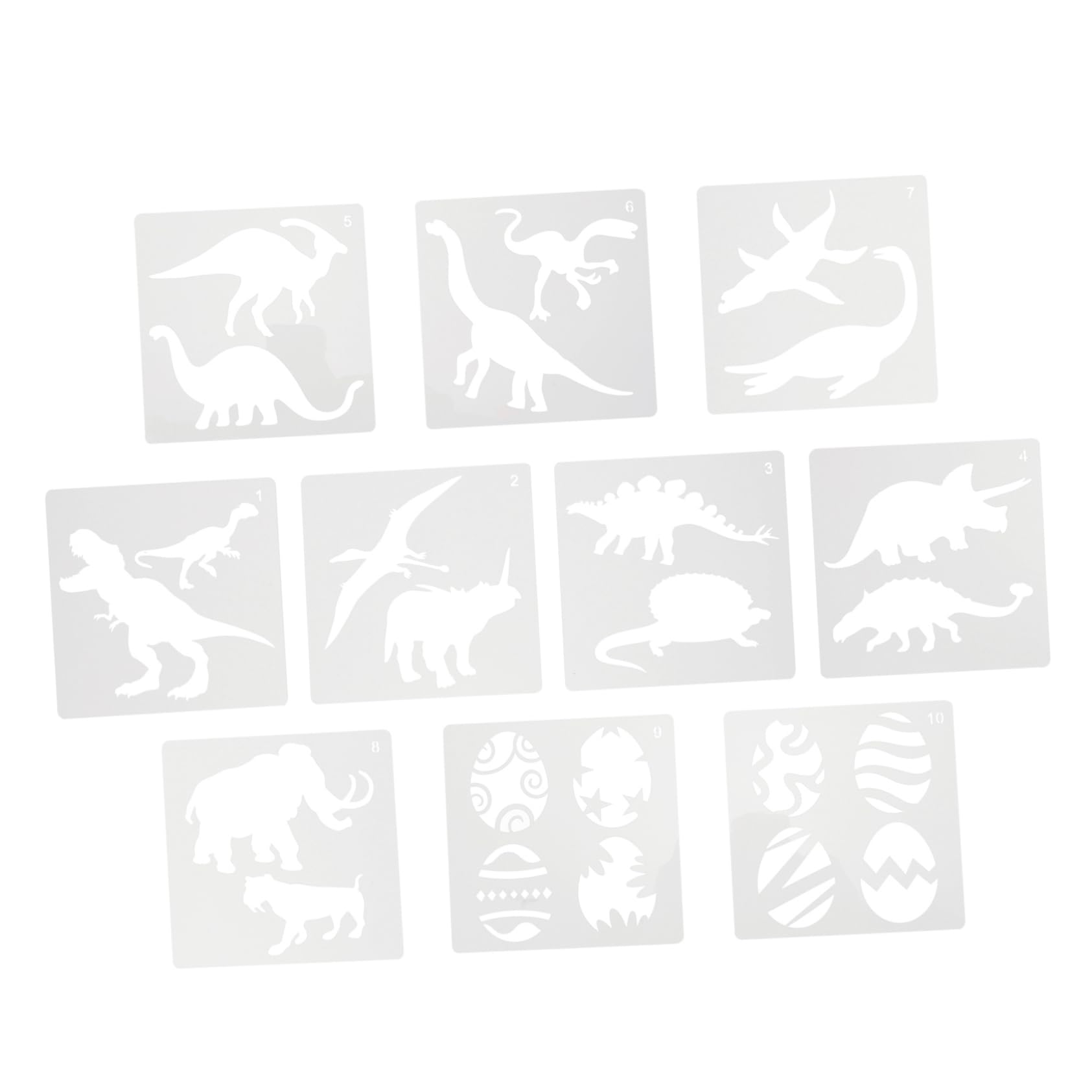SEWOART Plantillas de Plástico de Dibujo 10 de Dinosaurios Reutilizables de Color Claro Fáciles de Limpiar y Creativas para Pintura Artística DIY Aerosol para Niños y Adultos
