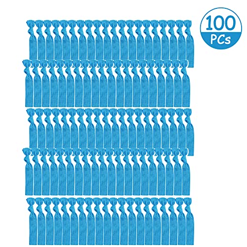 Meedee 100 Pack Turquoise Blue Elastic Hair Ties For Women No Crease Soft Elastic Ribbon Hair Ties Knotted Hair Ties No Damage Pony Tails Hair Ties Ouchless Hair Ties Yoga Hair Ties Elastic Bracelets #TOP1