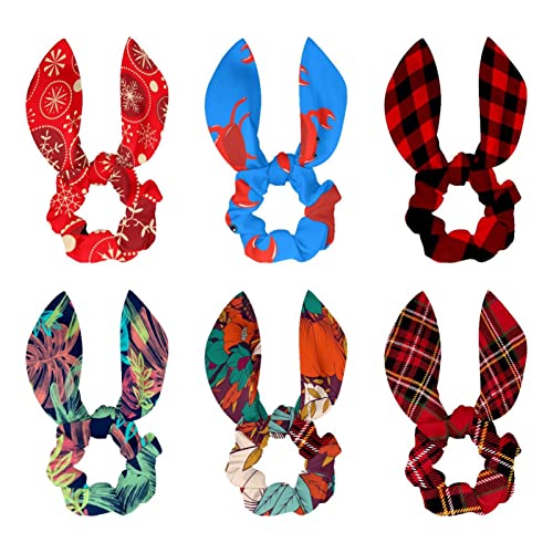 Lot de 6 chouchous à cheveux en velours rouge avec nœud papillon pour fille et femme