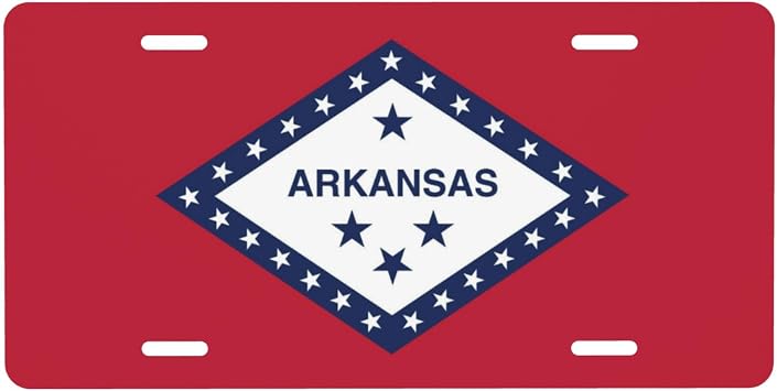 Flag of Arkansas License Plate Frame Cover, 6x12 inch, Personalized Front License Plate Decorative Aluminum Protector Cover,Car Accessory,4 Holes