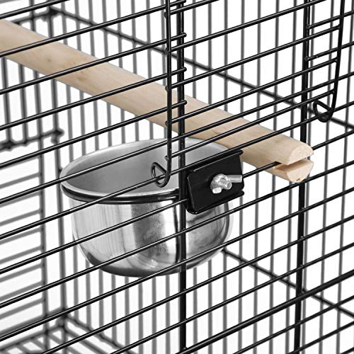 SUPER-DEAL-635-Rolling-Bird-Cage-Large-Wrought-Iron-Cage-for-Cockatiel-Sun-Conure-Parakeet-Finch-Budgie-Lovebird-Canary-Medium-Pet-House-with-Rolling-Stand-Storage-Shelf