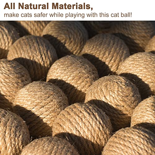 Auesorne 4Pcs 1.8" Natural Sisal Ball Catnip Cat Toys, Handcrafted Cat Balls Filled With Cat Nip And Gravel, Kitty Toys Kitten Toys For Indoor Cats Self Play, Mini Cat Scratch Balls #TOP3