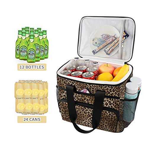 Large Lunch Bag Leopard Animal Skin Print Lunchbox Insulated Cooler Reusable Travel Picnic Tote Bag Ice Pack For Women Men (15L) #TOP2