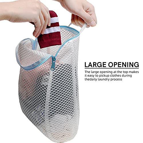 Comlife Set Of 2 Delicates Honeycomb Mesh Laundry Bag，Use Ykk Zipper，With Handle, Extra Large Opening, Side Widening Design, Baby Products, Face Cleansing Pads,Socks, Fine Knitwear Mesh Wash Bags (Blue) #TOP4